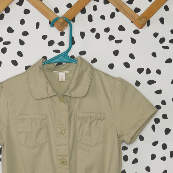 Cat & Jack Khaki Button Front Safari Girls Shirt Dress - Picture 2 of 6